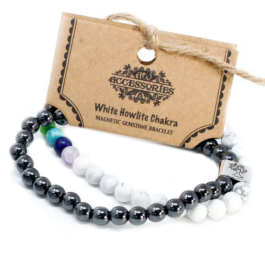 Bransoletka magnetyczna z kamieniami Biały Howlit 2 Bransoletka magnetyczna z kamieniami Biały Howlit