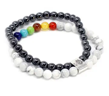 Bransoletka magnetyczna z kamieniami - Biały Howlit