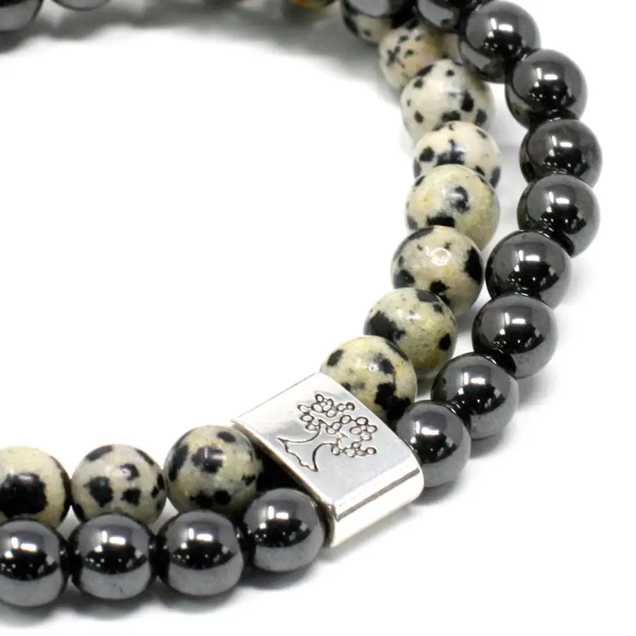 Bransoletka magnetyczna z kamieniami Jaspis Dalmatyńczyk