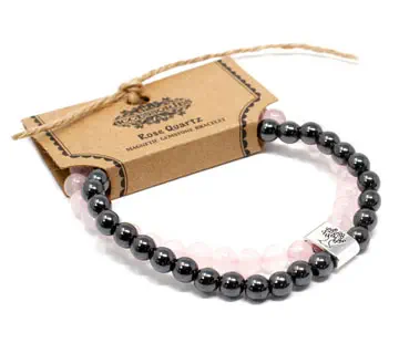 Bransoletka magnetyczna z kamieniami Różowy Kwarc