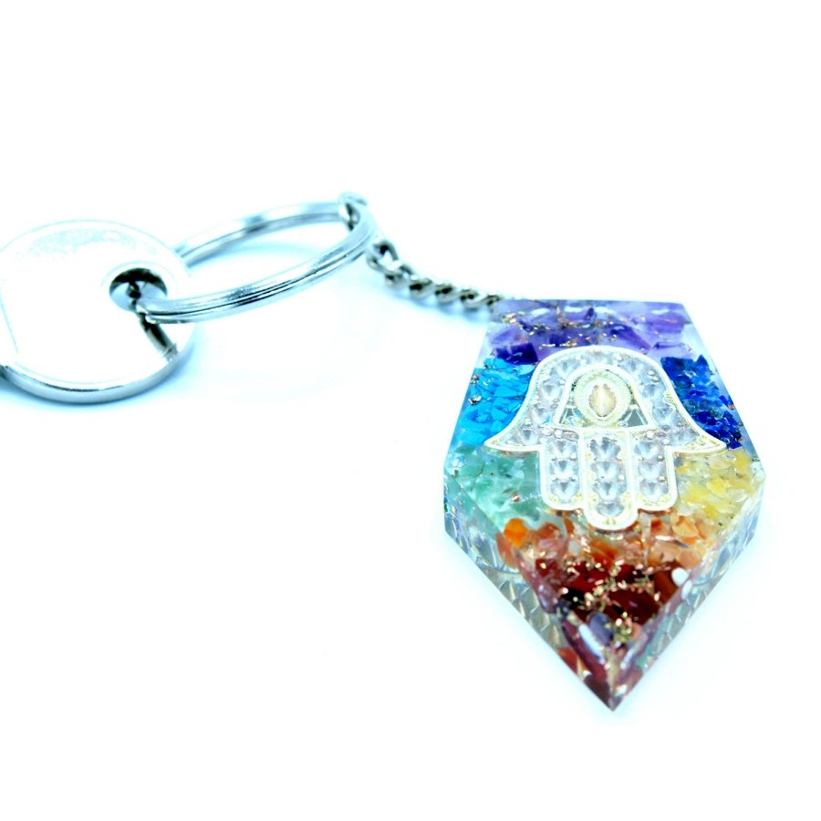 Breloczek z Orgonitem - Chakra Hamsa (1) Breloczek z Orgonitem - Chakra Hamsa