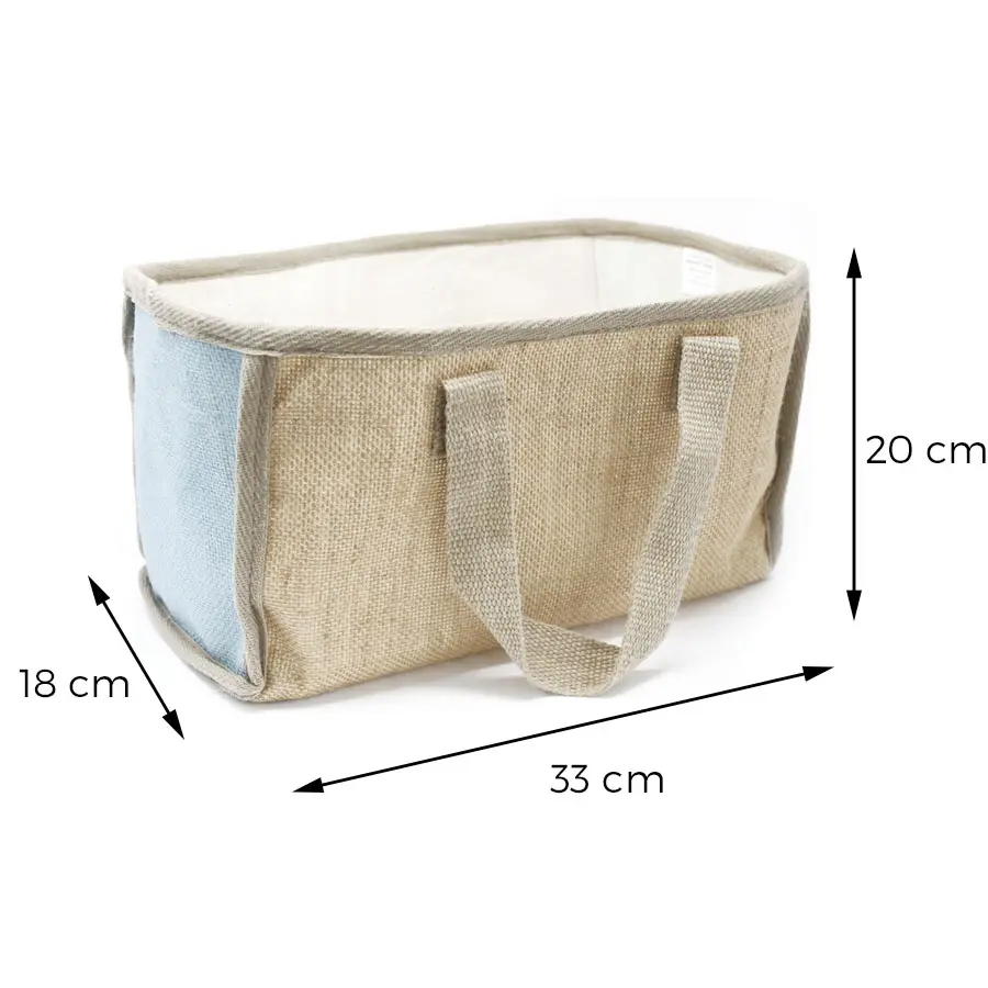 Koszyk na zakupy z juty Turkusowy Duży