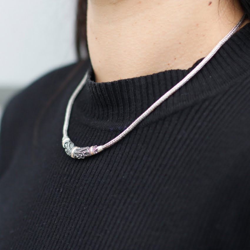 Naszyjnik srebrno złoty - Tribal (1) Naszyjnik srebrno złoty - Tribal