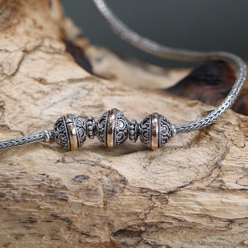 Naszyjnik srebrno złoty - Trois