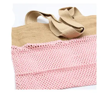 Torba-Siatka z bawełny i juty - Różowa Torba-Siatka z bawełny i juty - Różowa