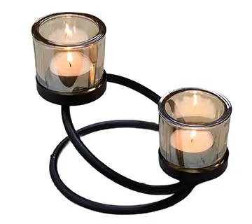 Świecznik metalowy - Dwa kółka 2 świece Świecznik metalowy Dwa kółka 2 świece