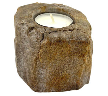 Świecznik ze skamieniałego drewna - Niski