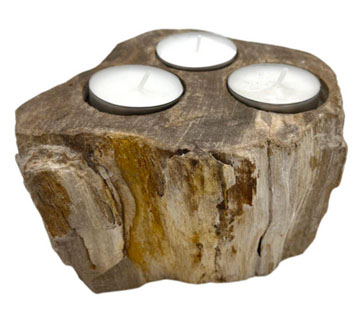 Świecznik ze skamieniałego drewna - Potrójny Świecznik ze skamieniałego drewna – Potrójny