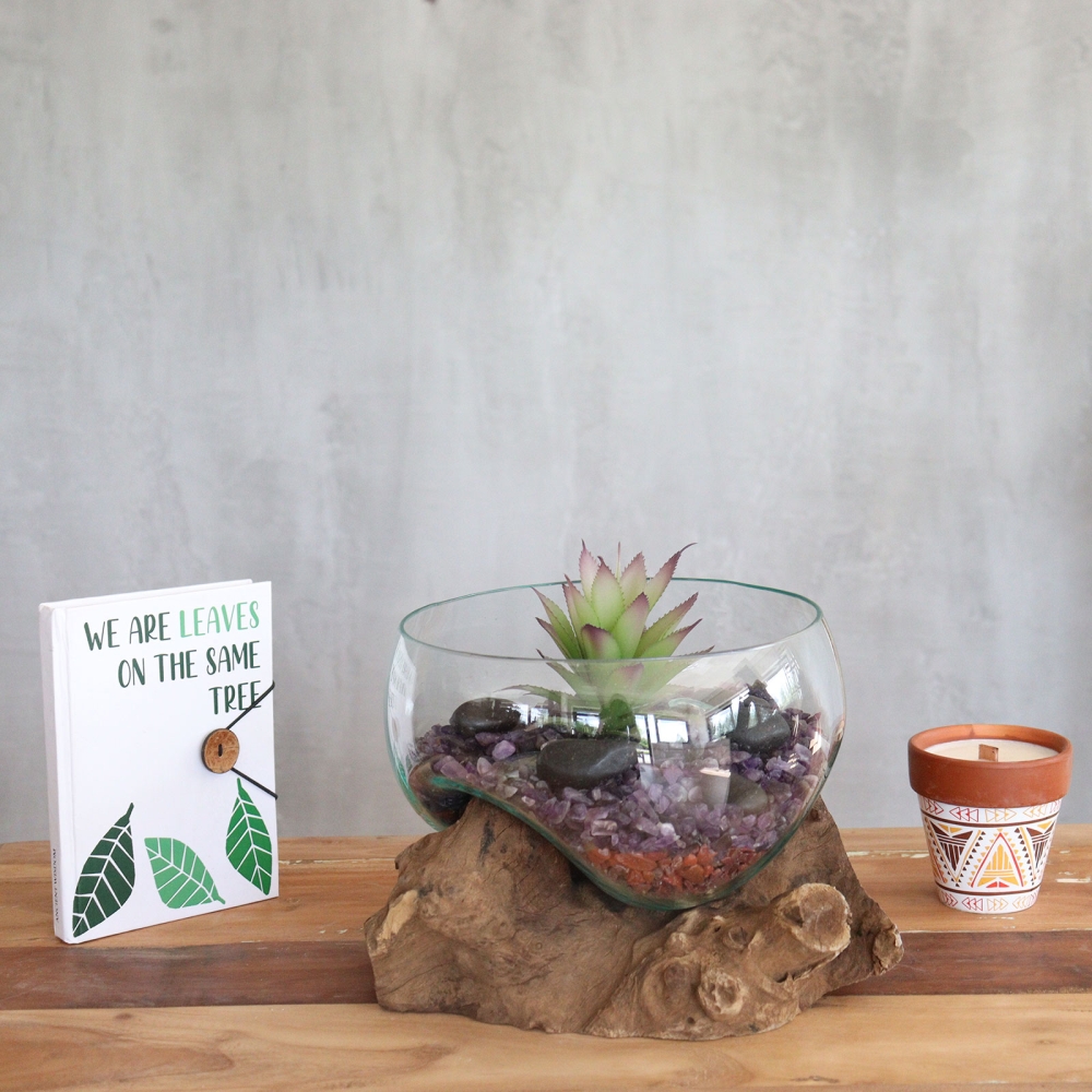 Szklana Misa Wtopiona w Drewno - Duża Misa 4 Szklana Misa Wtopiona w Drewno - Duża Misa