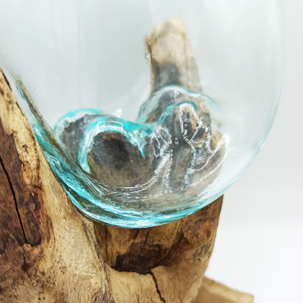 Szklana Misa Wtopiona w Drewno - Ze stojakiem 9 Szklana Misa Wtopiona w Drewno - Ze stojakiem