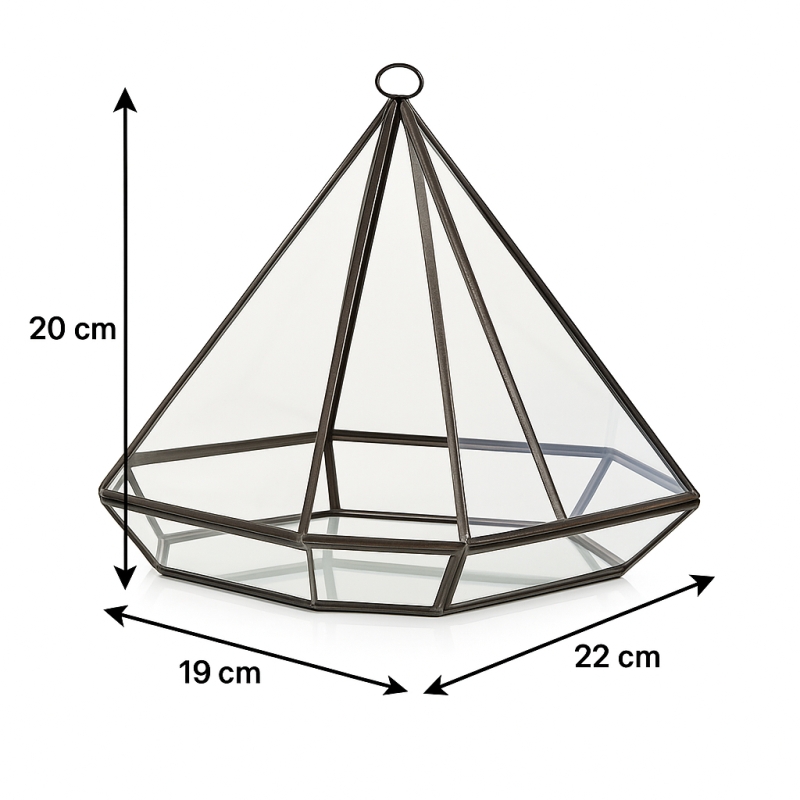 Szklane Terrarium Geometryczne - Diament