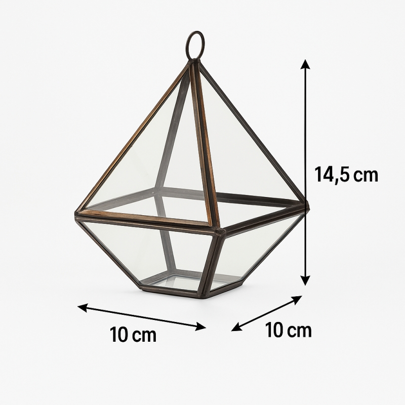 Szklane Terrarium Geometryczne – Mały Romb