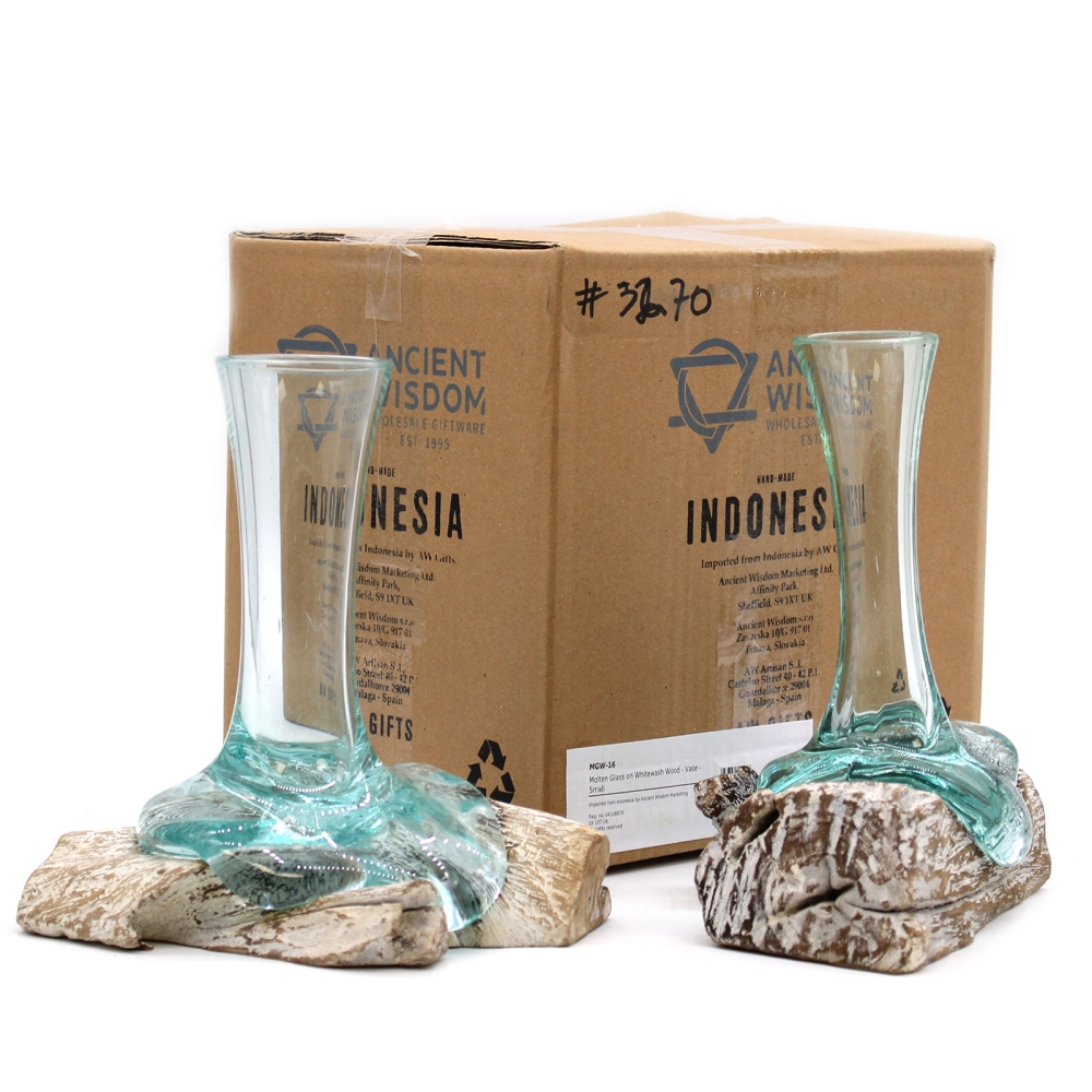 Szklany Wazon Wtopiony w Drewno - Wąski Mały 2 Szklany Wazon Wtopiony w Drewno - Wąski Mały