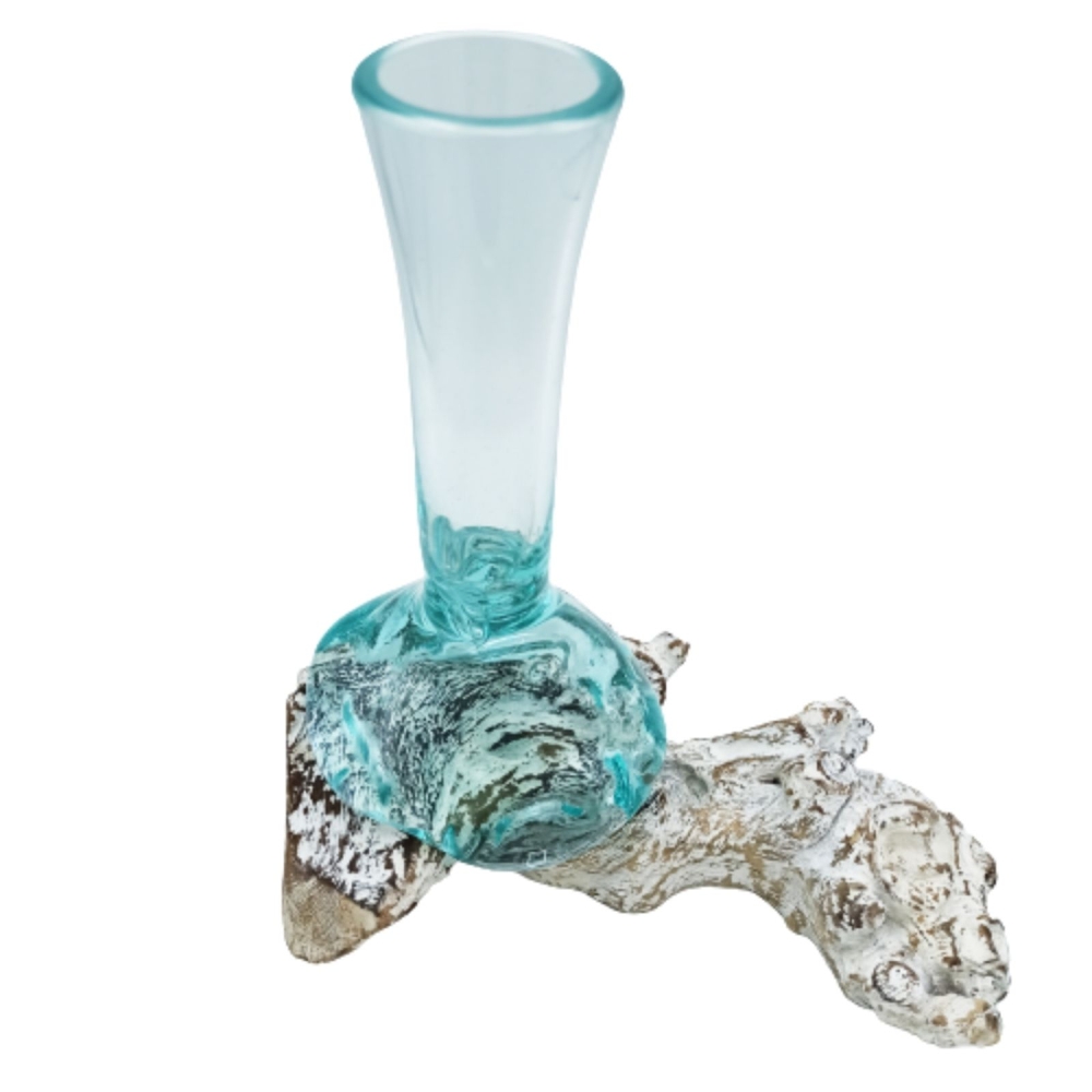 Szklany Wazon Wtopiony w Drewno - Wąski Mały 6 Szklany Wazon Wtopiony w Drewno - Wąski Mały