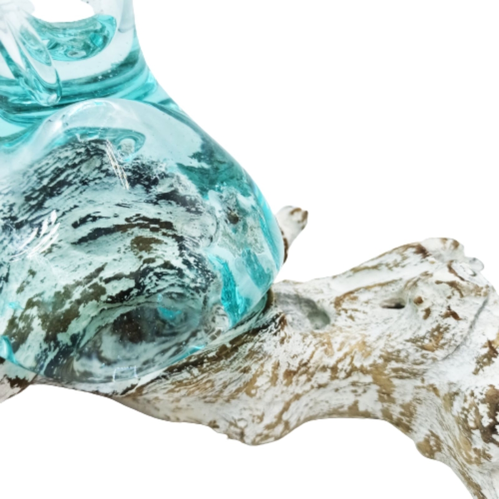 Szklany Wazon Wtopiony w Drewno - Wąski Średni