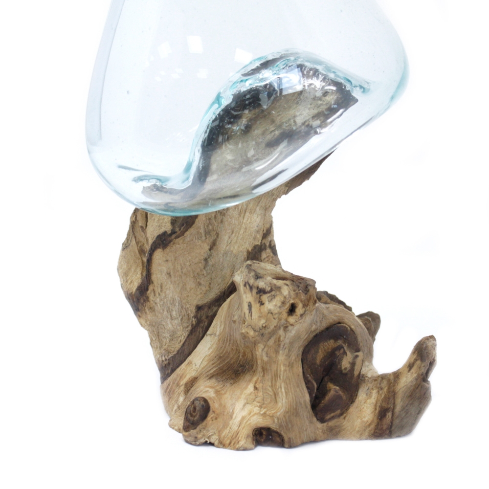 Szklany Wazon Wtopiony w Drewno - Waza Średnia 3 Szklany Wazon Wtopiony w Drewno - Waza Średnia