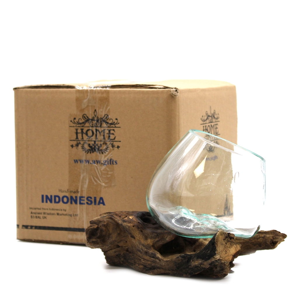 Szklany Wazon Wtopiony w Drewno - Waza Średnia 6 Szklany Wazon Wtopiony w Drewno - Waza Średnia