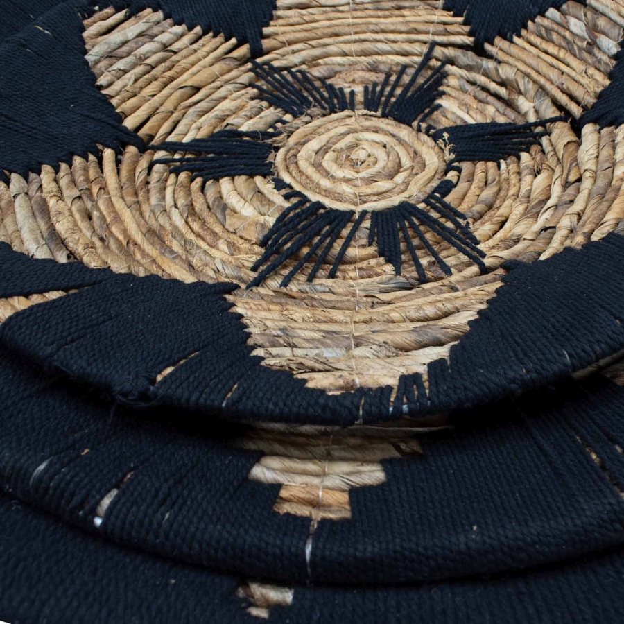 Dekoracja Ścienna z Trawy Morskiej - Czarne Koła 2 Dekoracja Ścienna z Trawy Morskiej - Czarne Koła