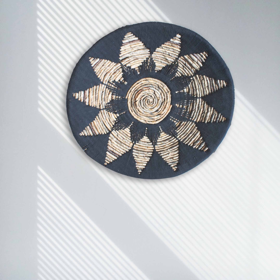 Dekoracja Ścienna z Trawy Morskiej - Czarne Koła 4 Dekoracja Ścienna z Trawy Morskiej - Czarne Koła