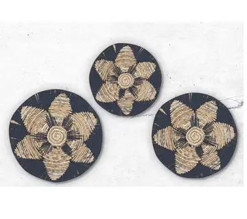 Dekoracja Ścienna z Trawy Morskiej - Czarne Koła Dekoracja Ścienna z Trawy Morskiej - Czarne Koła