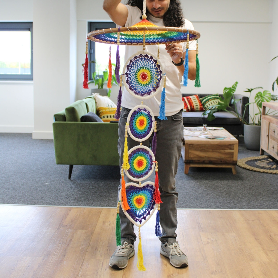 Łapacz Snów Tęczowy - Pastelowy 3 (1) Łapacz Snów Tęczowy - Pastelowy 3