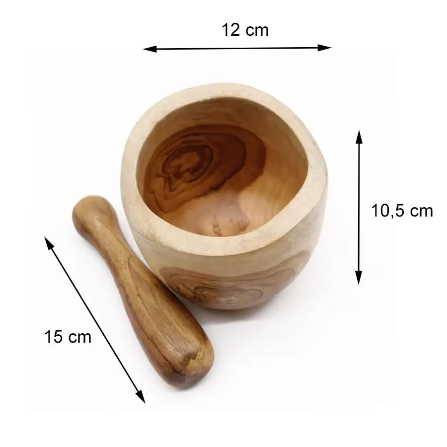 Moździerz z drewna tekowego Duży a Moździerz z drewna tekowego Duży