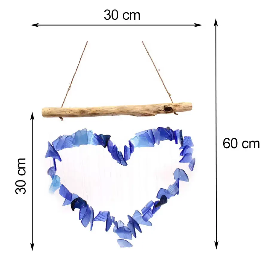 Szklany Dzwonek Wietrzny Blue Heart