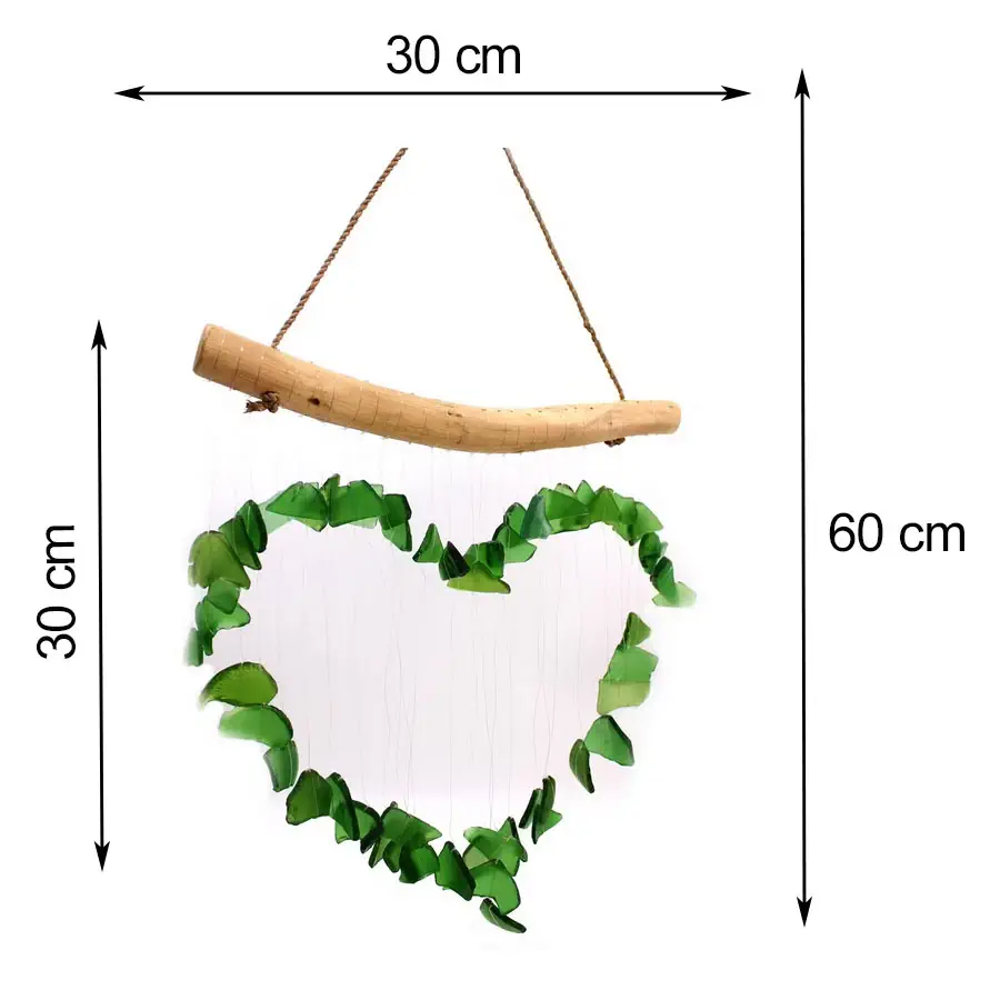 Szklany Dzwonek Wietrzny Green Heart