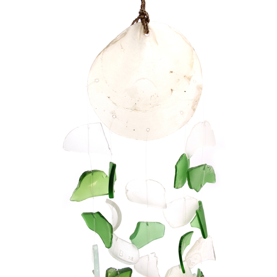 Szklany Dzwonek Wietrzny - Green White 3 Szklany Dzwonek Wietrzny - Green White