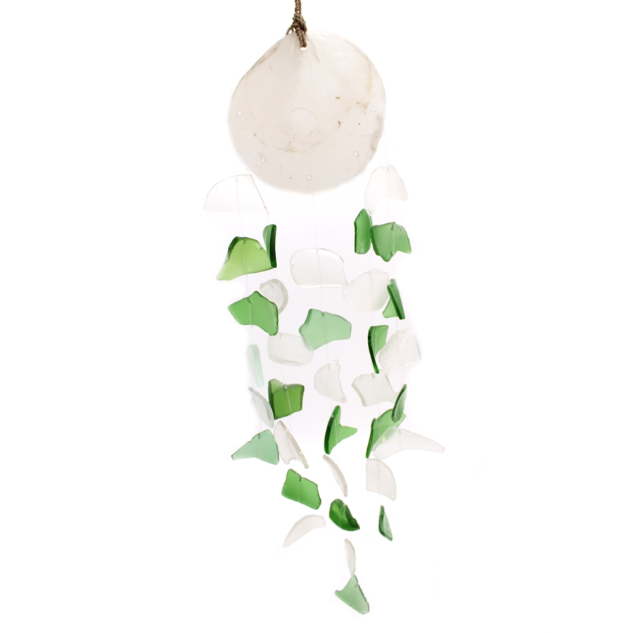 Szklany Dzwonek Wietrzny - Green White Szklany Dzwonek Wietrzny - Green White