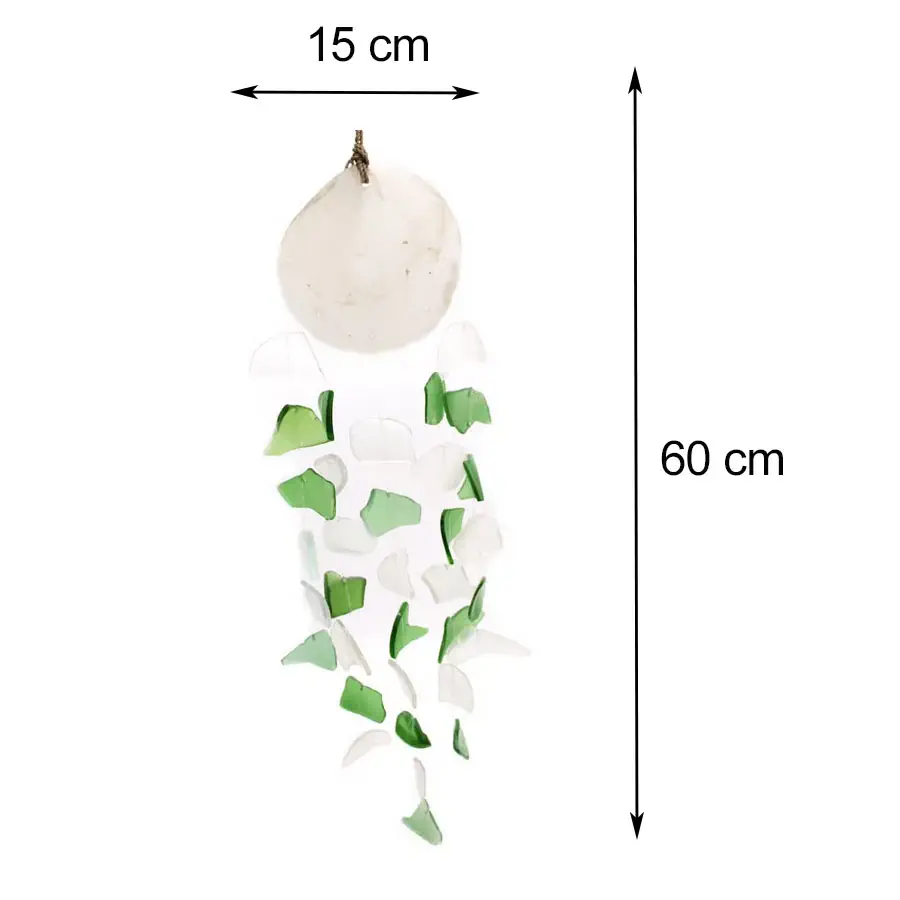Szklany Dzwonek Wietrzny Green White Szklany Dzwonek Wietrzny Green White
