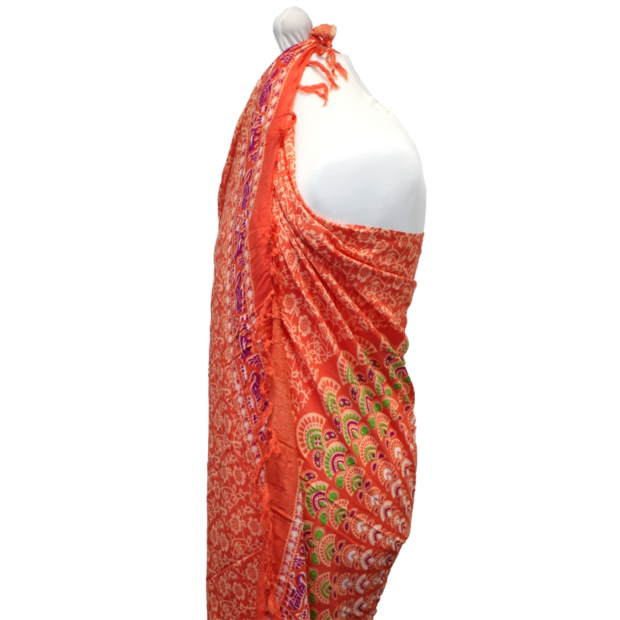 Indonezyjskie Sarongi Mandala - Pomarańczowy