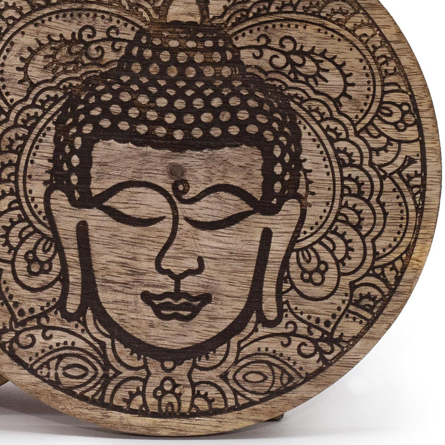 Drewniane okrągłe pudełko - Ciemny Budda 2 Drewniane okrągłe pudełko - Ciemny Budda