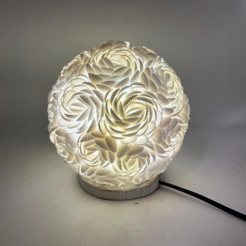 Lampa boho z muszli morskich - Kula 15 cm