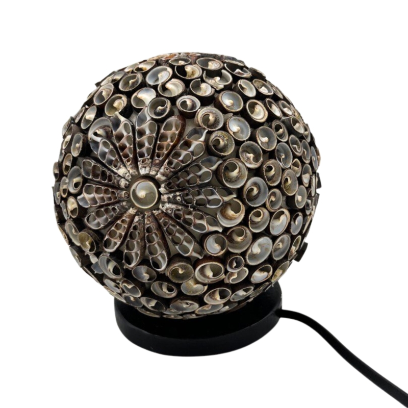 Lampa boho z muszli morskich - Kula brąz 15 cm