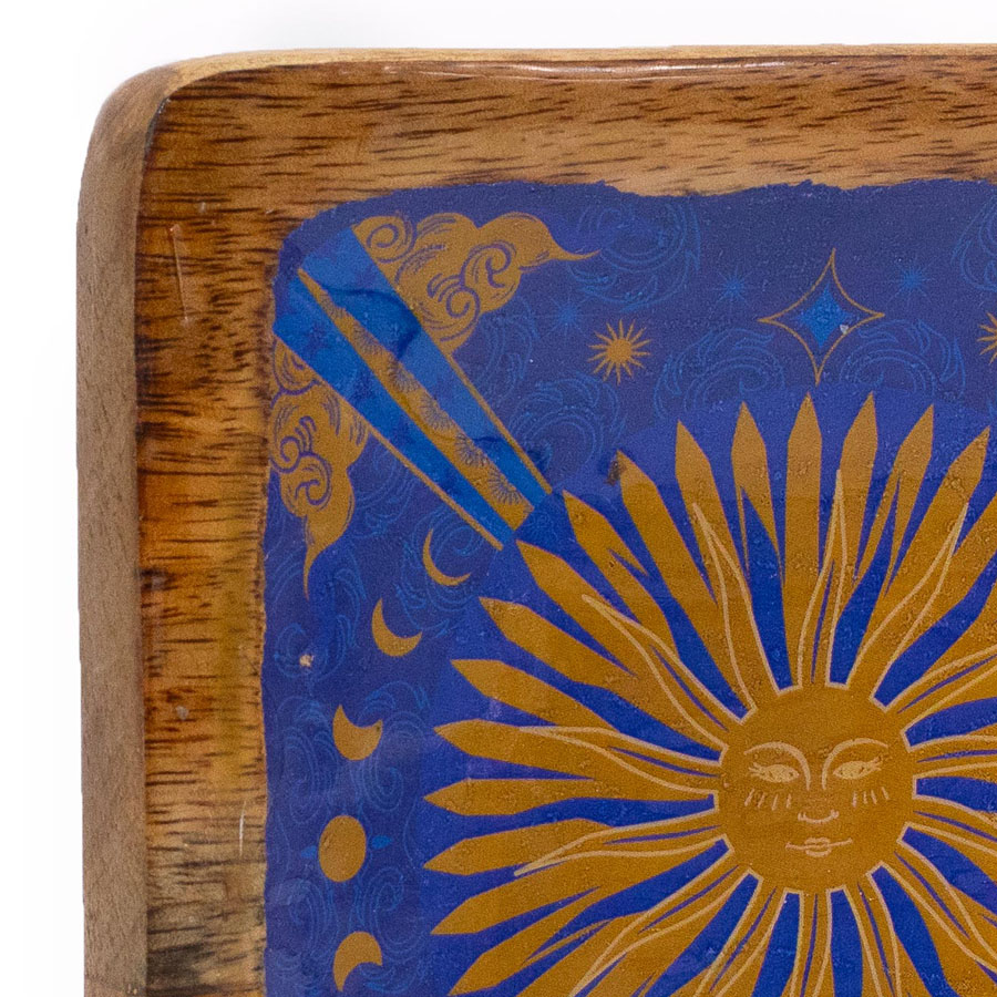 Emaliowana drewniana taca - Słońce