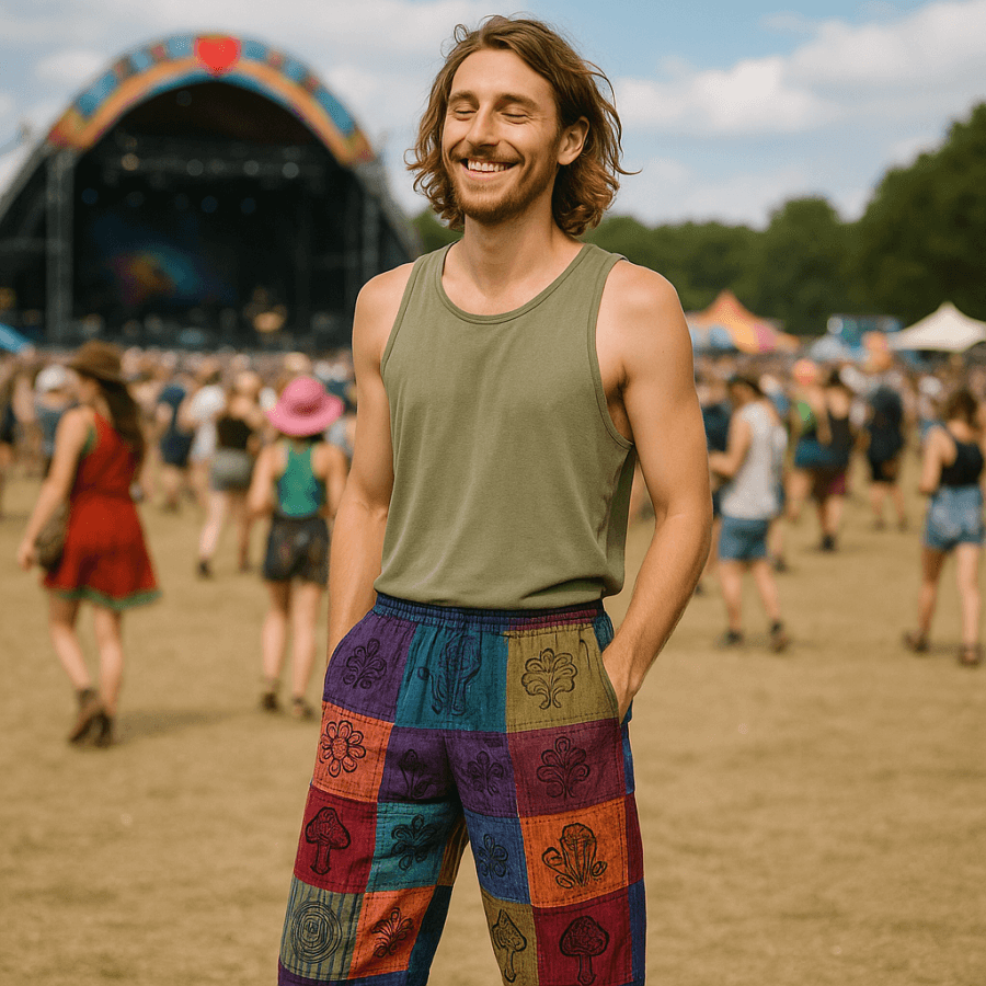 Spodnie z gumką - bawełniane Nomad Sari Fiolet L XL