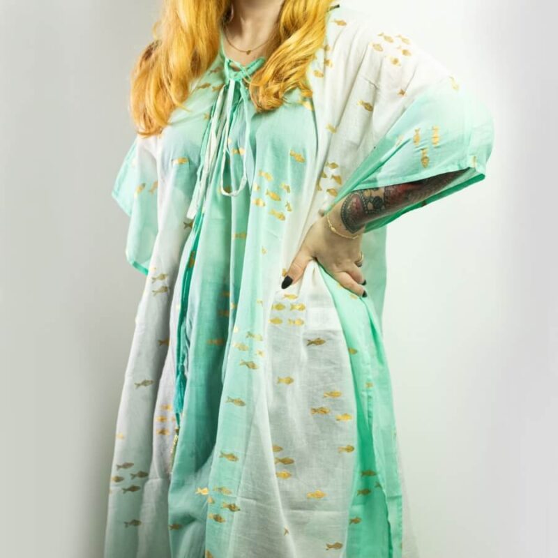 Narzutka Nomad Sari - Turkusowo Biała