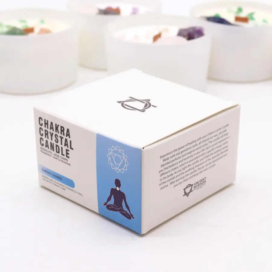 Świeczka sojowa z kamieniami Czakra gardła