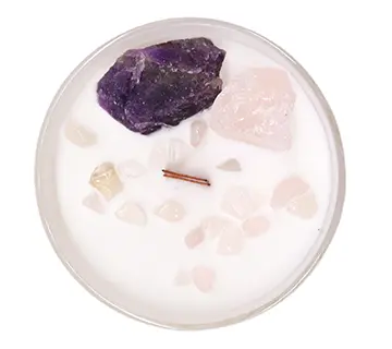 Świeczka sojowa z kamieniami Czakra trzeciego oka 